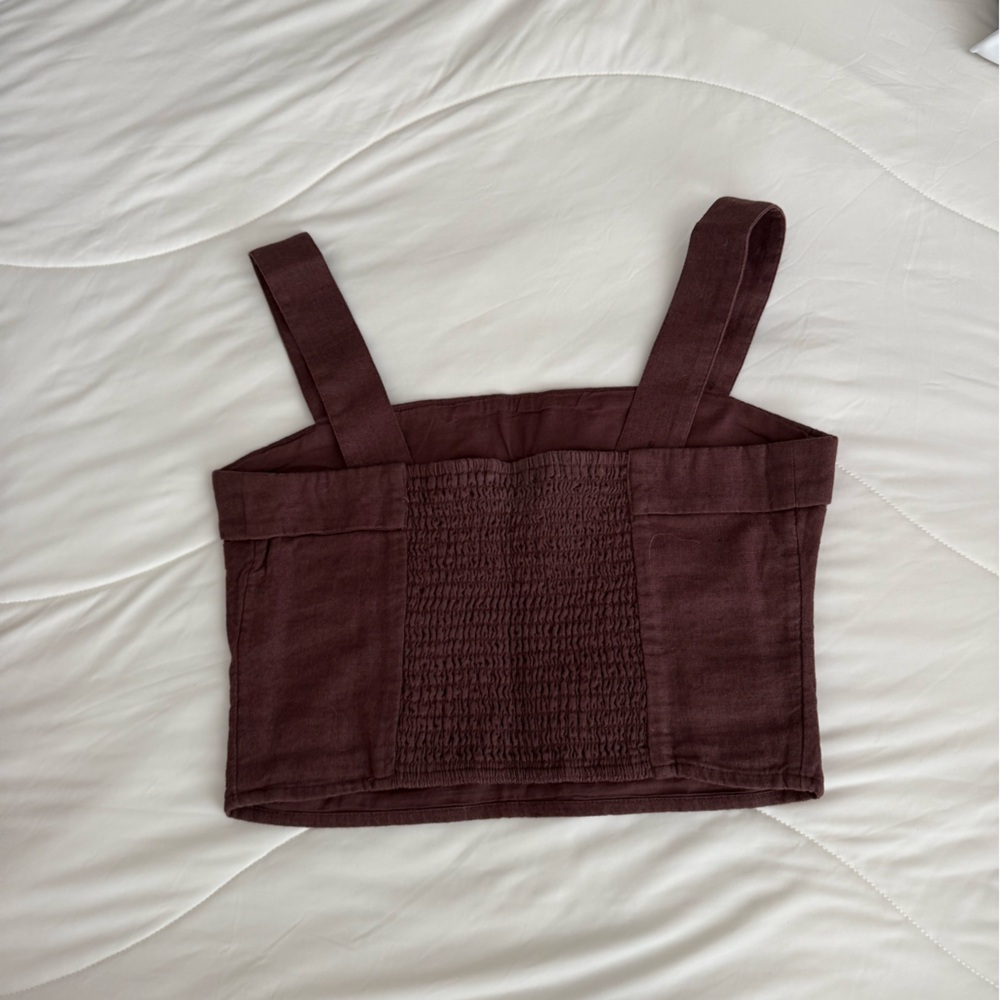 Abercrombie & Fitch Brown Linen Crop Top